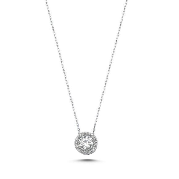 Solitaire Halo Necklace