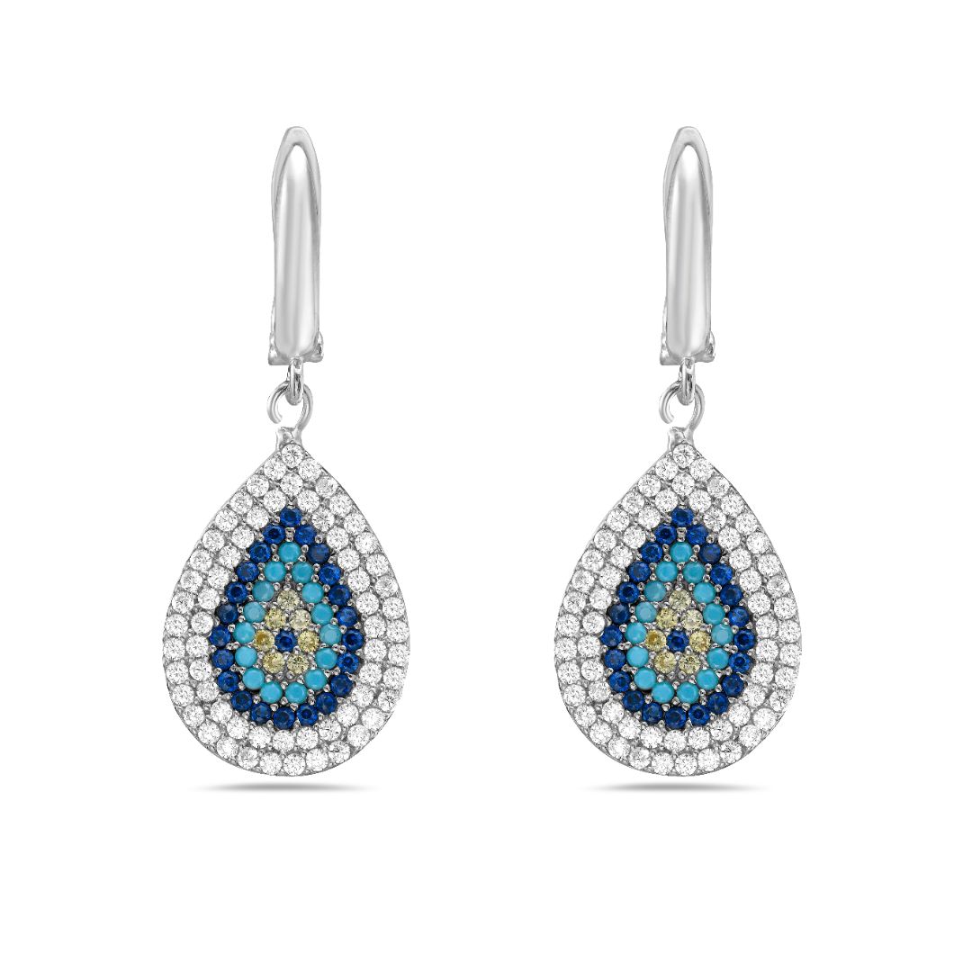 Tia Tear Drop Evil Eye Hanging Earrings