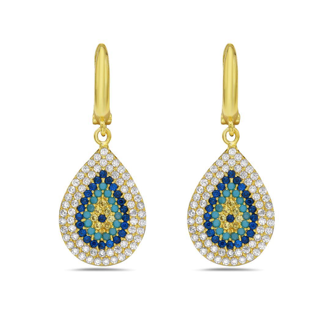 Tia Tear Drop Evil Eye Hanging Earrings