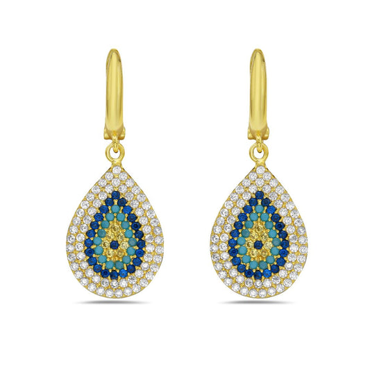 Tia Tear Drop Evil Eye Hanging Earrings