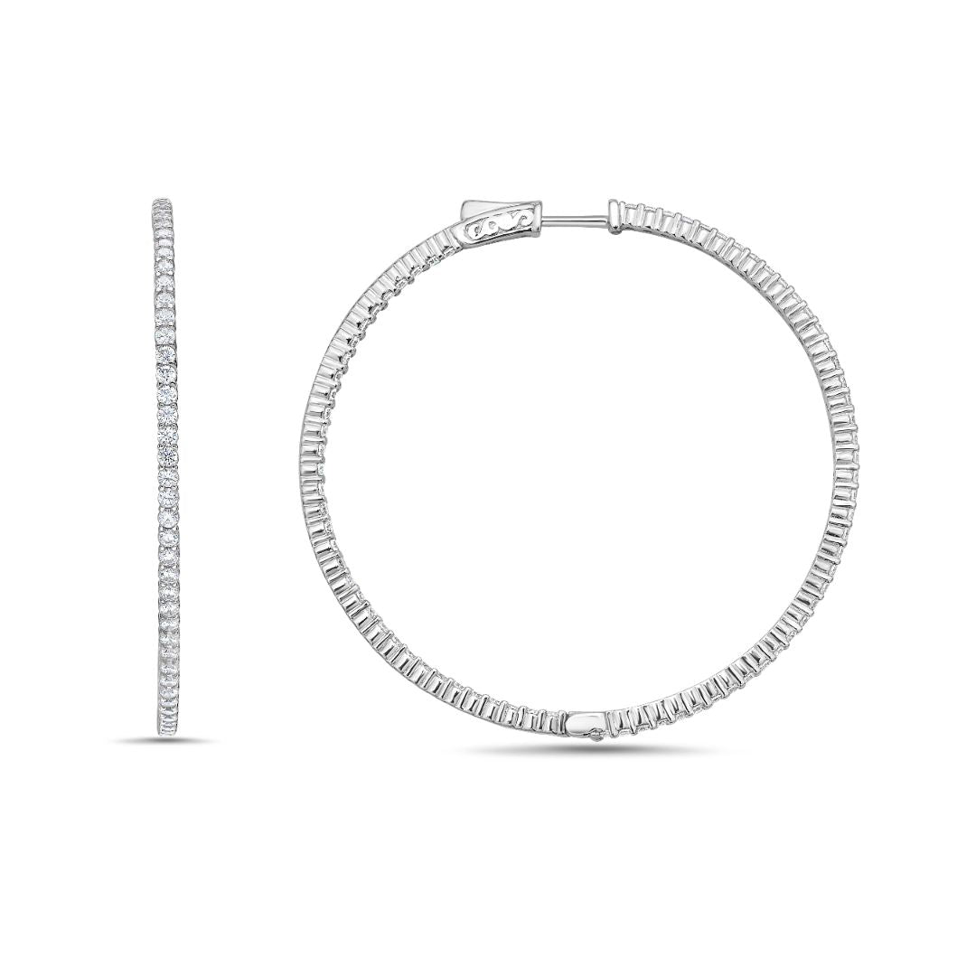 Rebecca Hoop Earrings in Rhodium-Plated Sterling Silver