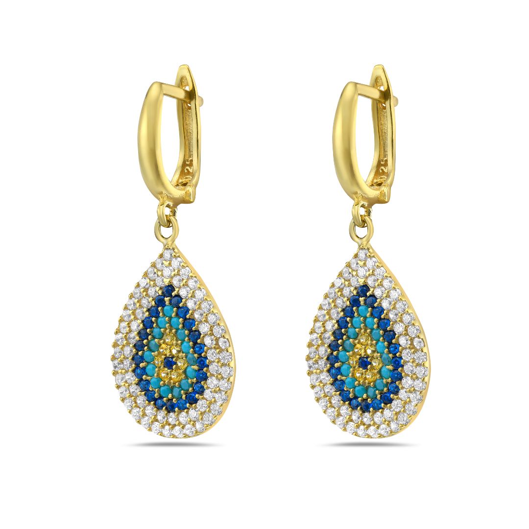 Tia Tear Drop Evil Eye Hanging Earrings