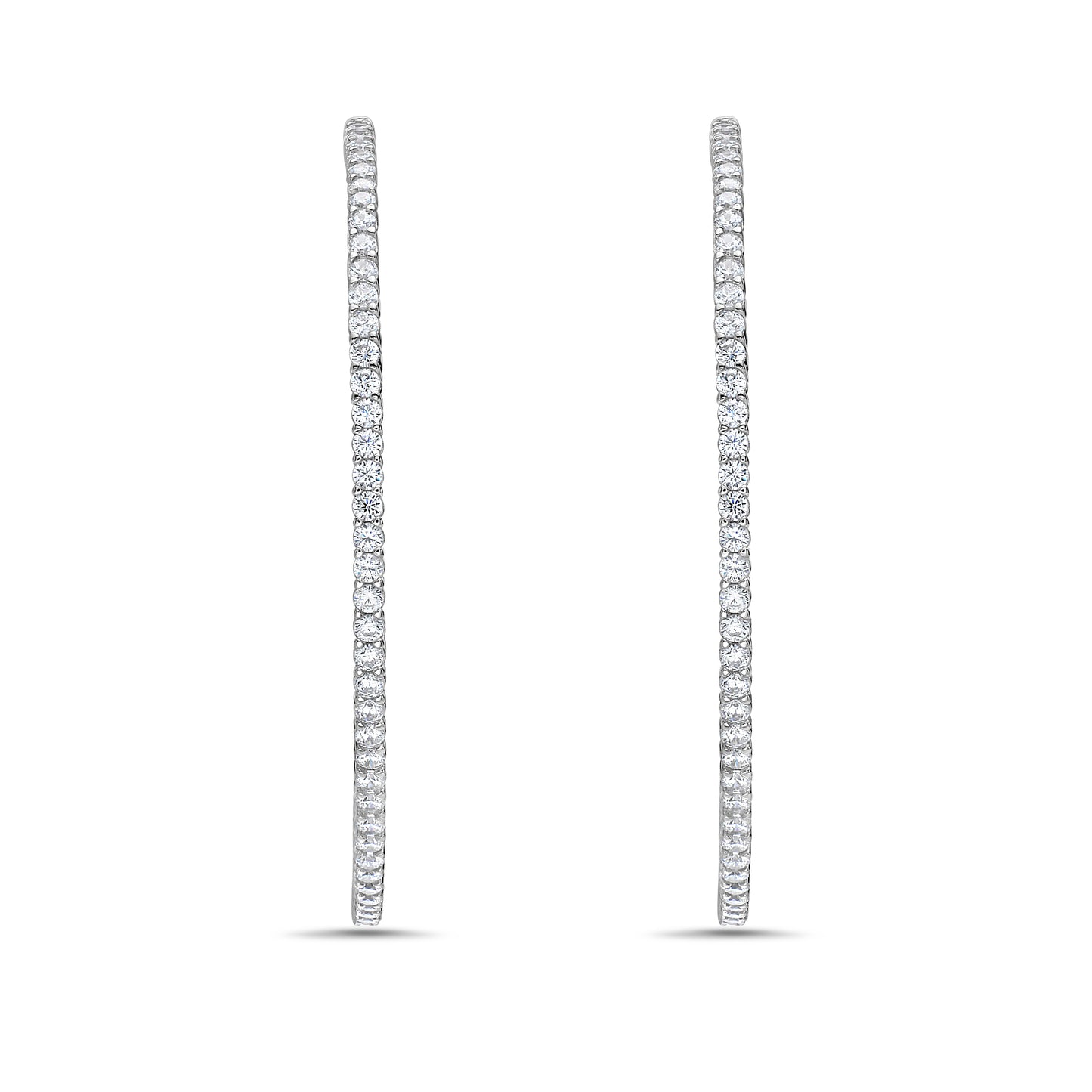 Rebecca Hoop Earrings in Rhodium-Plated Sterling Silver