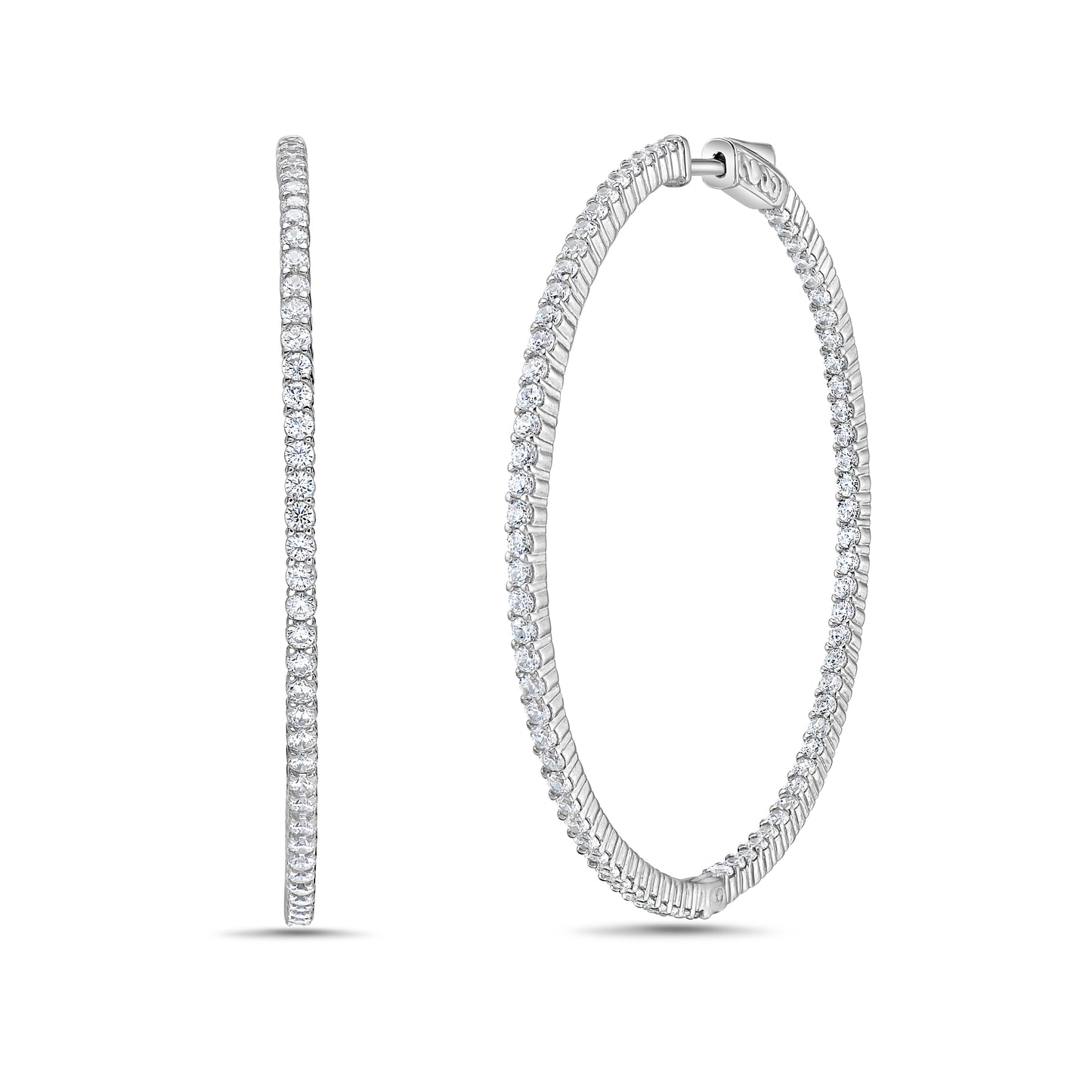 Rebecca Hoop Earrings in Rhodium-Plated Sterling Silver