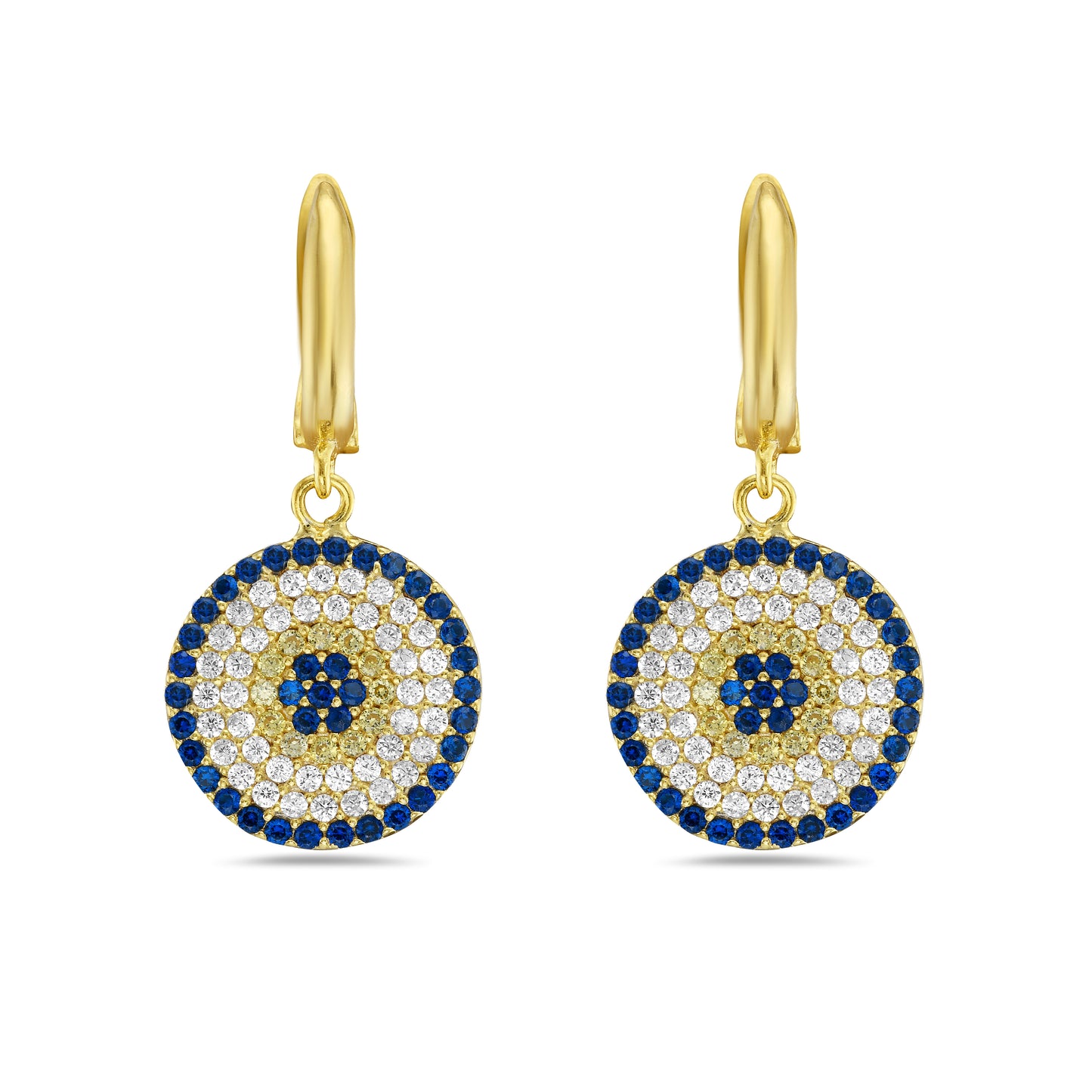 Beta Evil Eye Earrings in 14K White Gold Plated