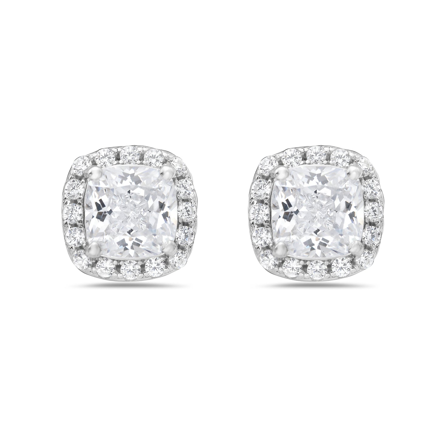 Cushion shape halo stud earrings