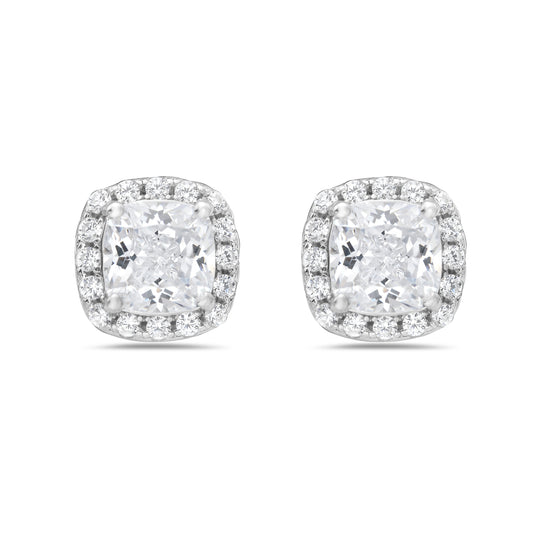 Cushion shape halo stud earrings