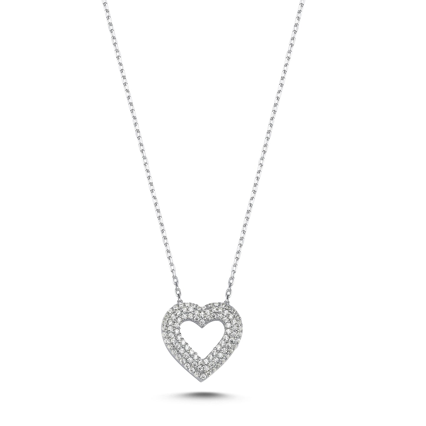 Open Puff Heart Necklace