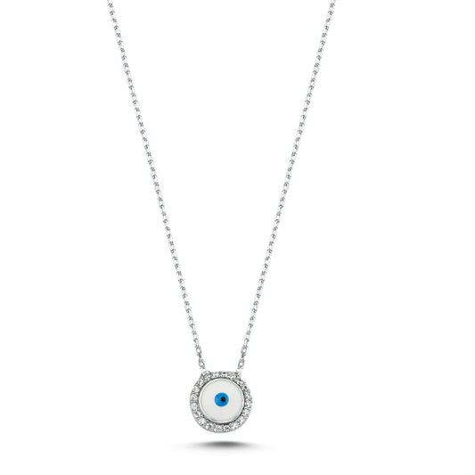 Round Enamel Round Evil Eye Necklace