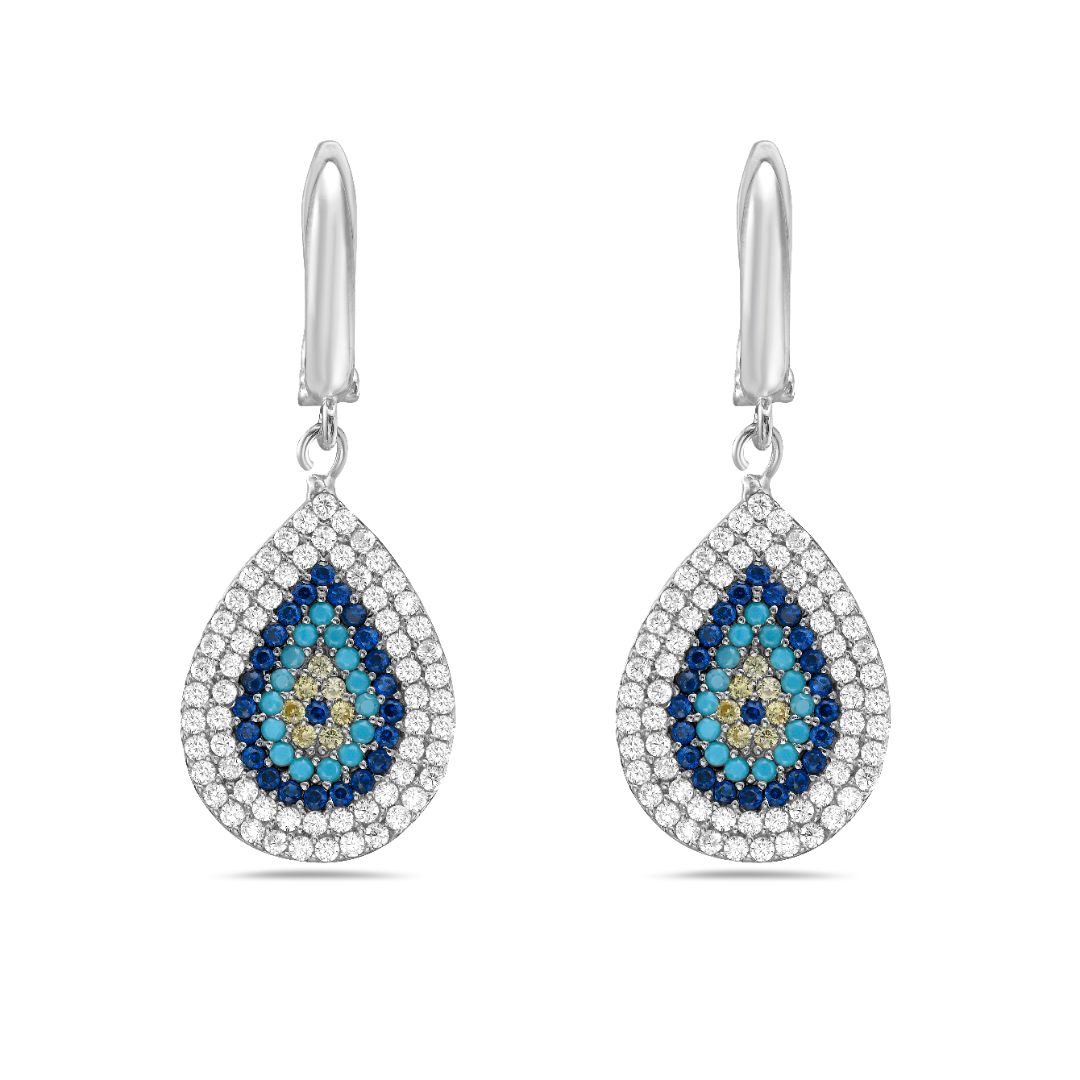 Tear Drop Evil Eye Hanging Earrings