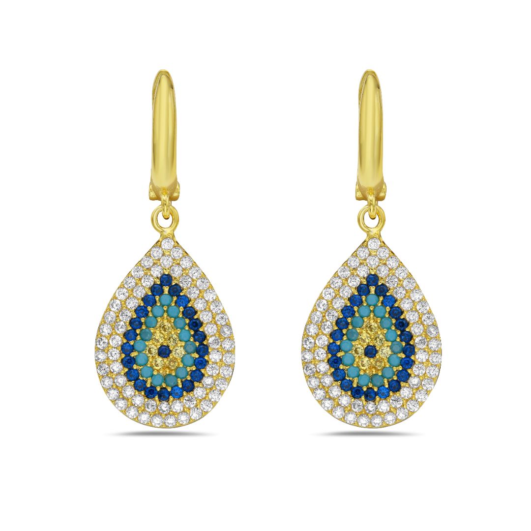 Tear Drop Evil Eye Hanging Earrings