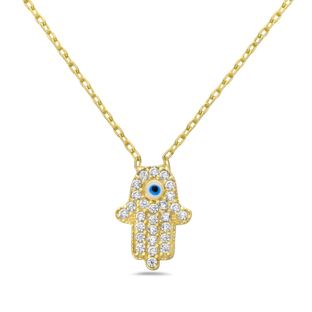 Baby Hamsa Necklace with Evil Eye