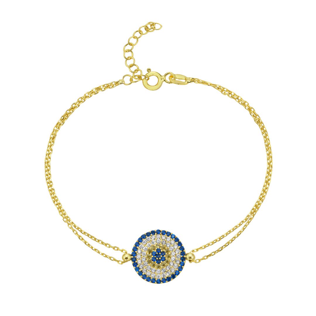 Beta Evil Eye Bracelet in 14K Yellow Gold Plated