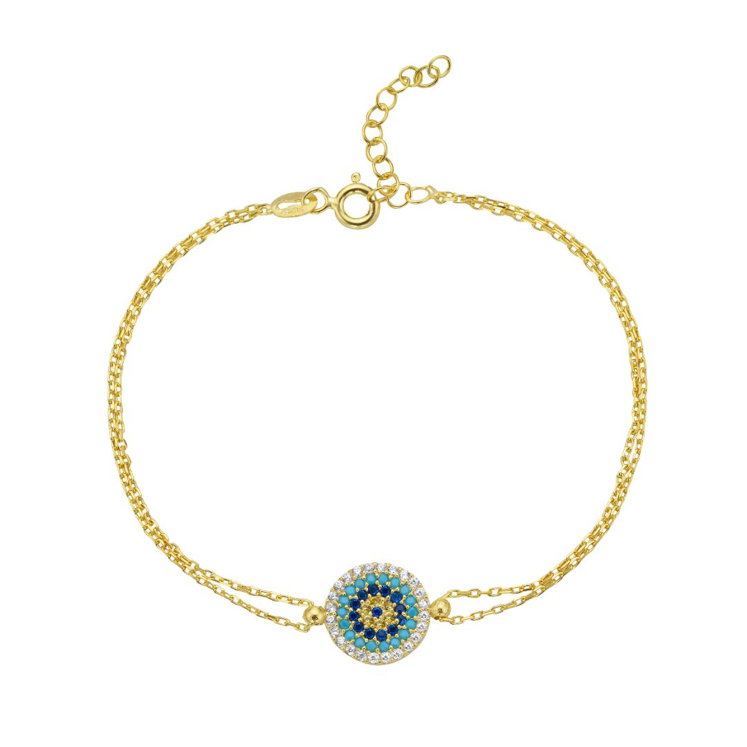 Bell Evil Eye Bracelet Gold Plated