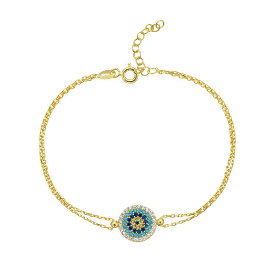 Bell Evil Eye Bracelet Gold Plated