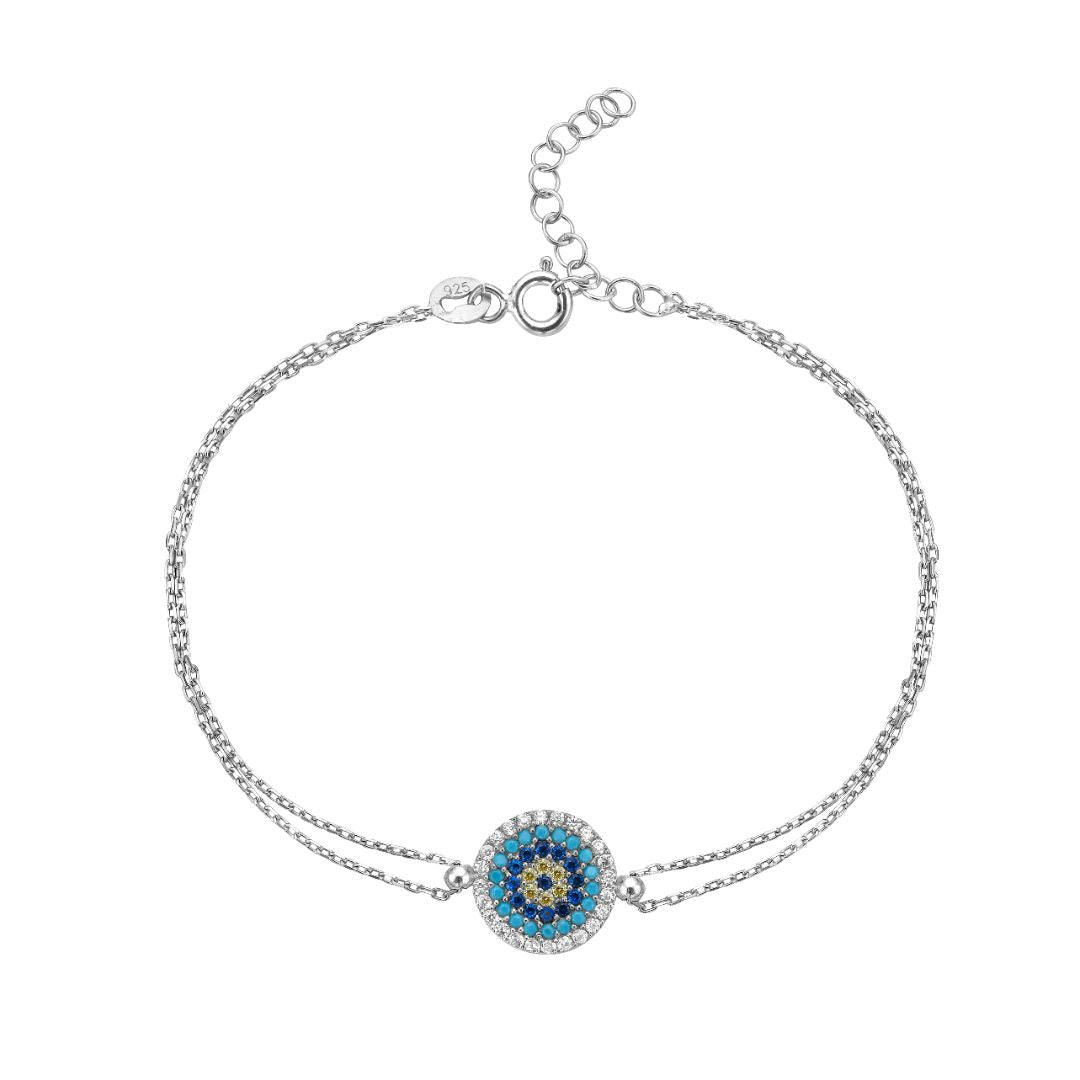 Bell Evil Eye Bracelet Rhodium