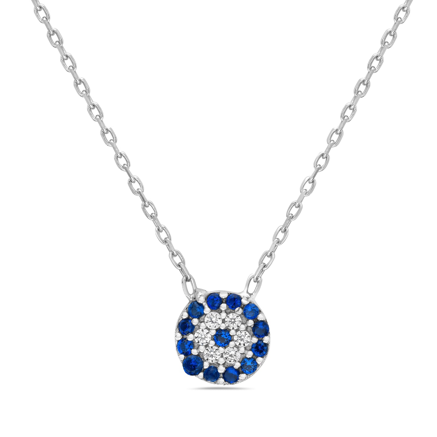 Sterling Silver Baby Evil Eye Necklace with Rhodium Plating