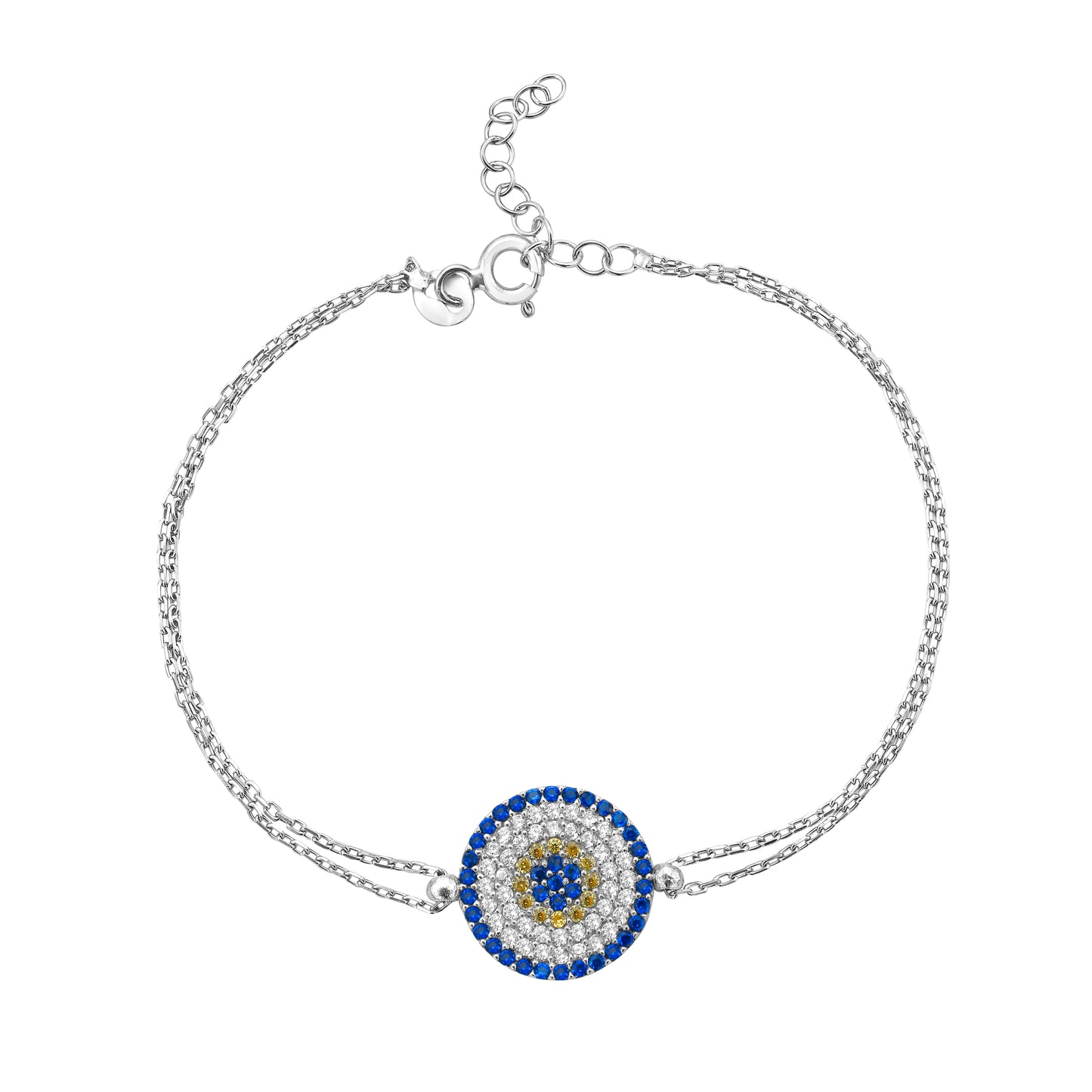 Beta Evil Eye Bracelet in Rhodium-Plated Sterling Silver