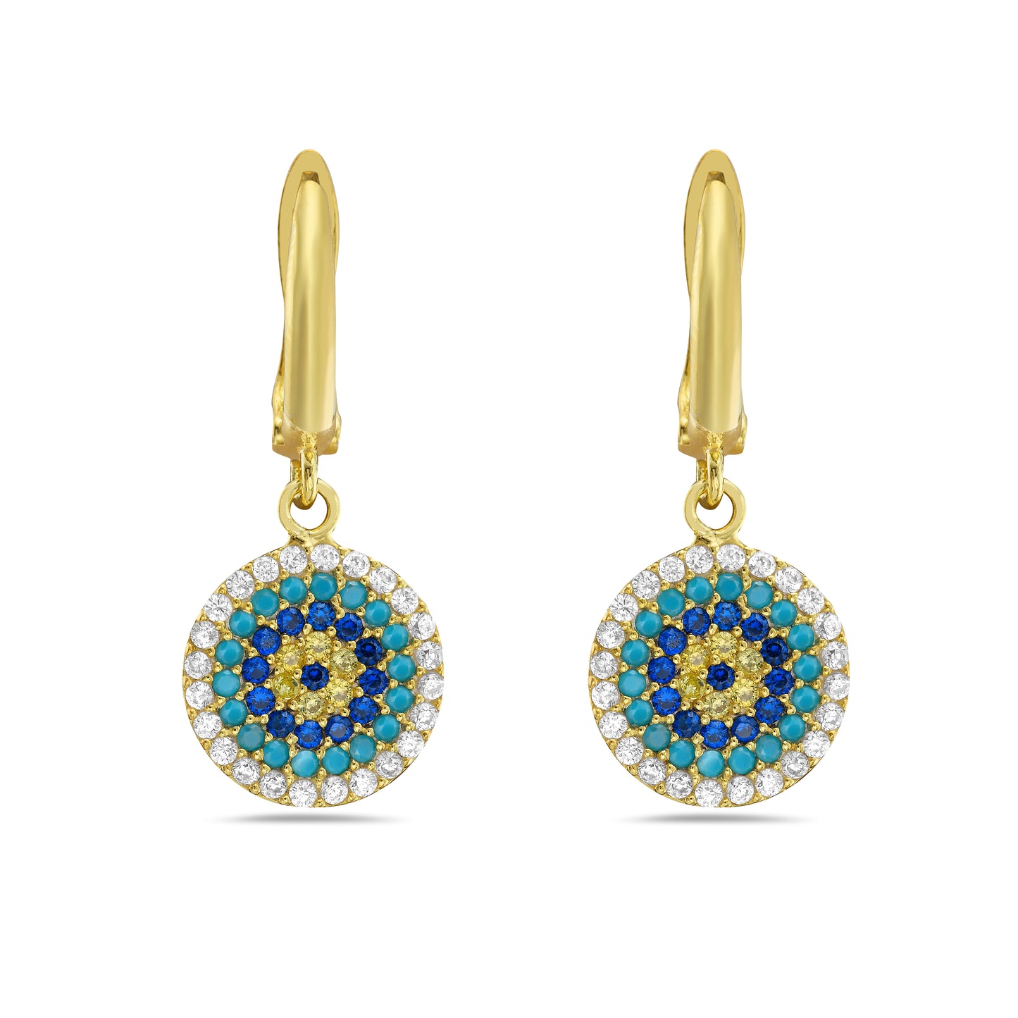 Bell Evil Eye Hanging Earings Gold Plated