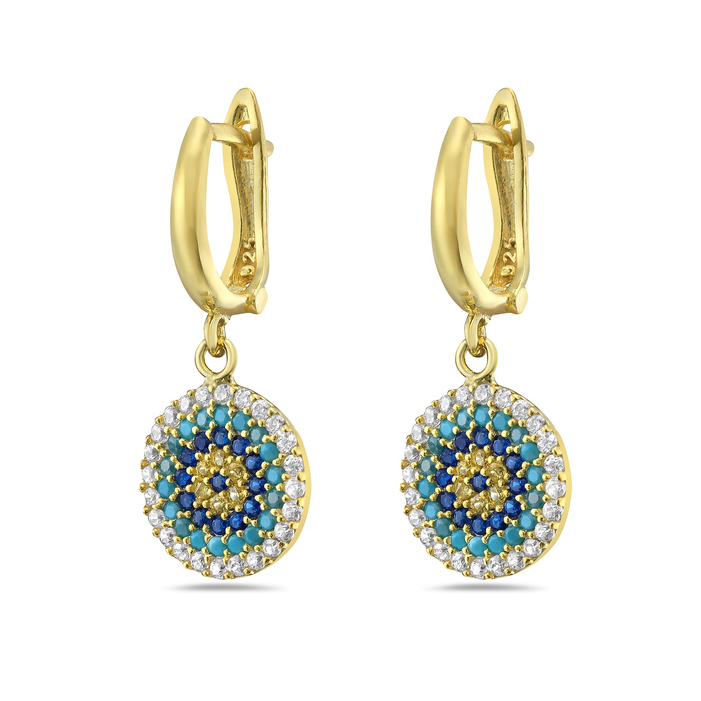 Bell Evil Eye Hanging Earings Gold Plated