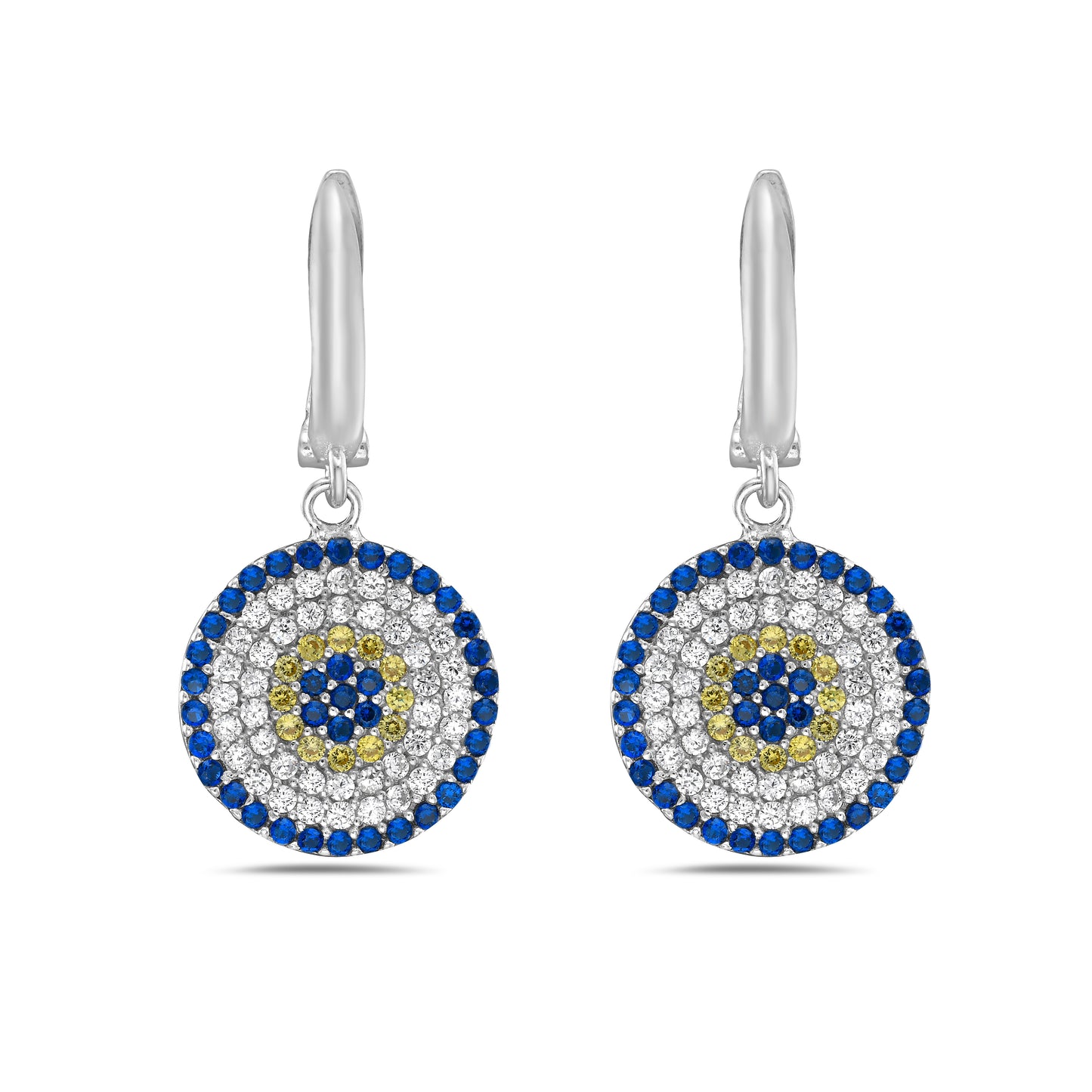 Beta Evil Eye Earrings in Rhodium-Plated Sterling Silver