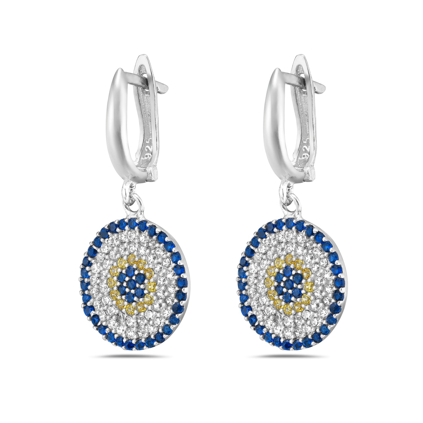 Beta Evil Eye Earrings in Rhodium-Plated Sterling Silver