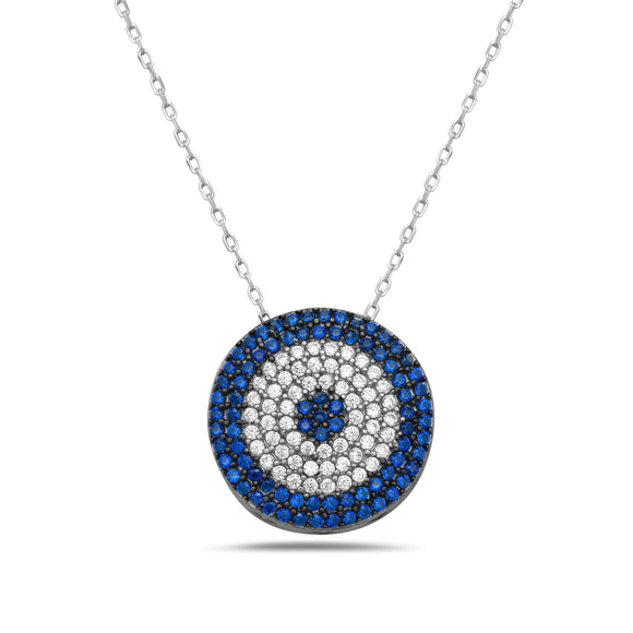 ROUND EVIL EYE SILVER PLATED NECKLACE